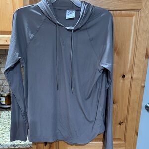 Lightweight Sage Collective Gray Hooded Long Sleeve Top With Thumb Openings